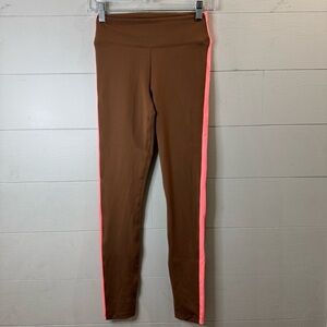 PINK Victoria's Secret Brown Leggings with Pink Stripe Size XS
